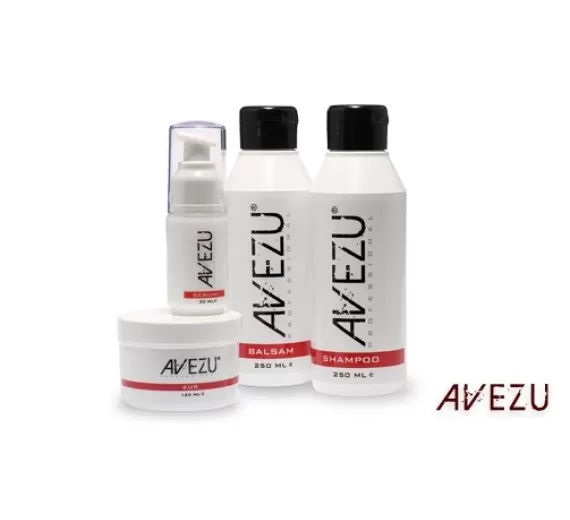 10 x Avezu´s komplet hair extensions hårplejeserie - Hårshampoo, Conditioner, Treatment/kur & serum
