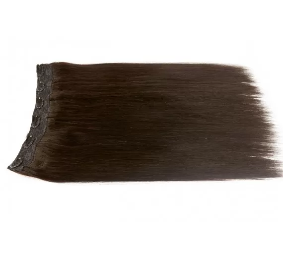Volume Clips on extensions - Luksus Double Drawn - One pieces - 50 cm - 132 gram - 2# Alm brun