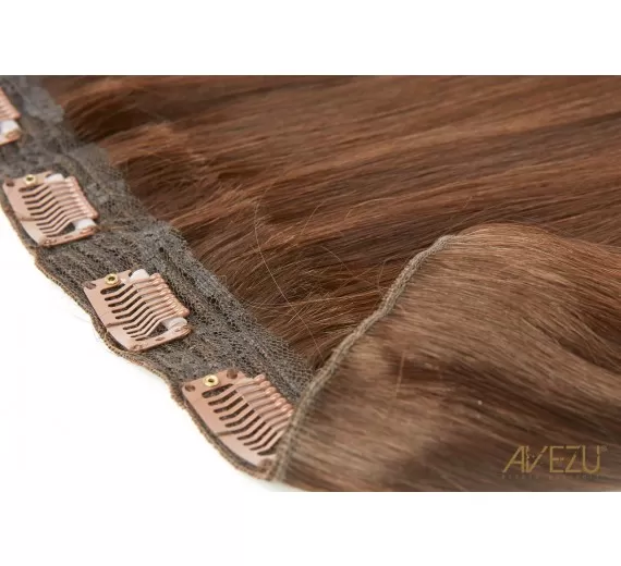 4# Chokolade Clip on Volume extensions one pieces - Luksus double drawn hair extensions