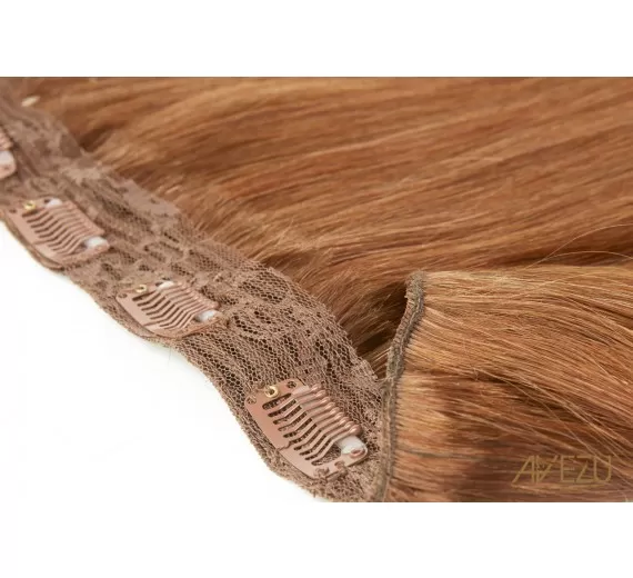 Volume clips on hair extensions 6# Medium brun - one pieces - Stort udvalg af hair extensions hos Avezu
