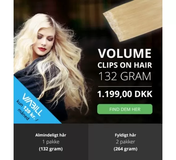 Clip on Volume extensions one pieces - Luksus double drawn hair extensions i sort 1#