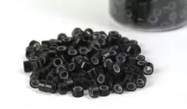 200 stk. microringe M/silikone til stick hair extensions/cold fusion Sort