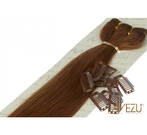 Gör dina egna Clip-in - löshår m/ 10 st. clips 6# Medium brown - 50cm