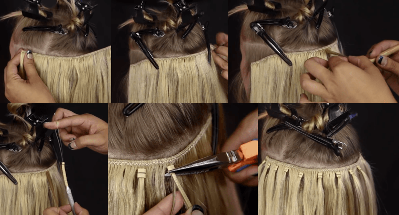 Easy weft trenser p&aring;s&aelig;tning af hair extensions