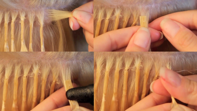 Hot fusion p&aring;s&aelig;tning af hair extensions