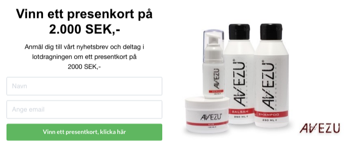 VINN ett presentkort p&aring; 2000 SEK,- Anm&auml;l dig till Avezu.se l&ouml;sh&aring;r nyhetsbrev.